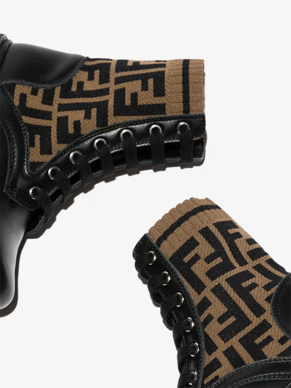Fendi Kids FF-motif Panelled Ankle Boots | Black | FARFETCH ZA