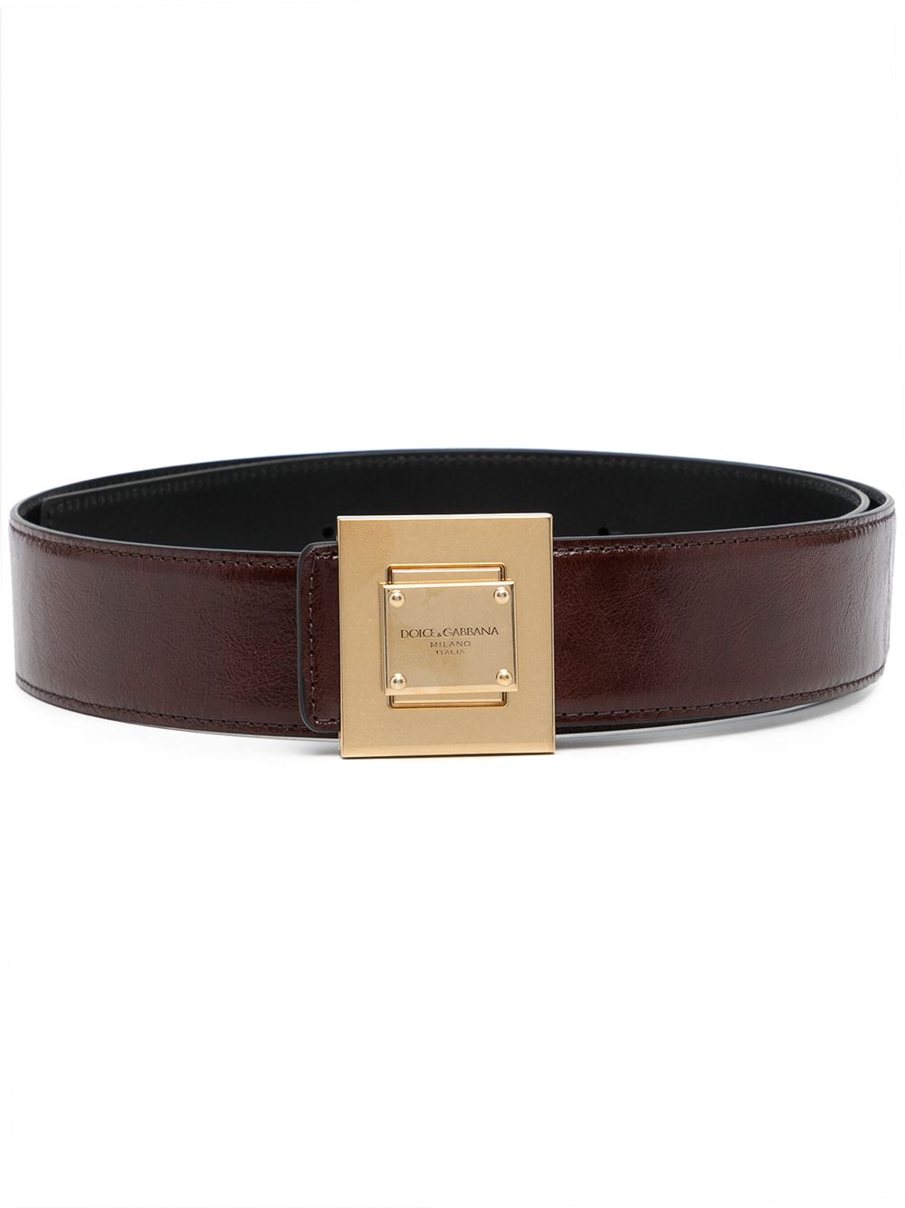 

Dolce & Gabbana engraved-logo leather buckle belt - Brown