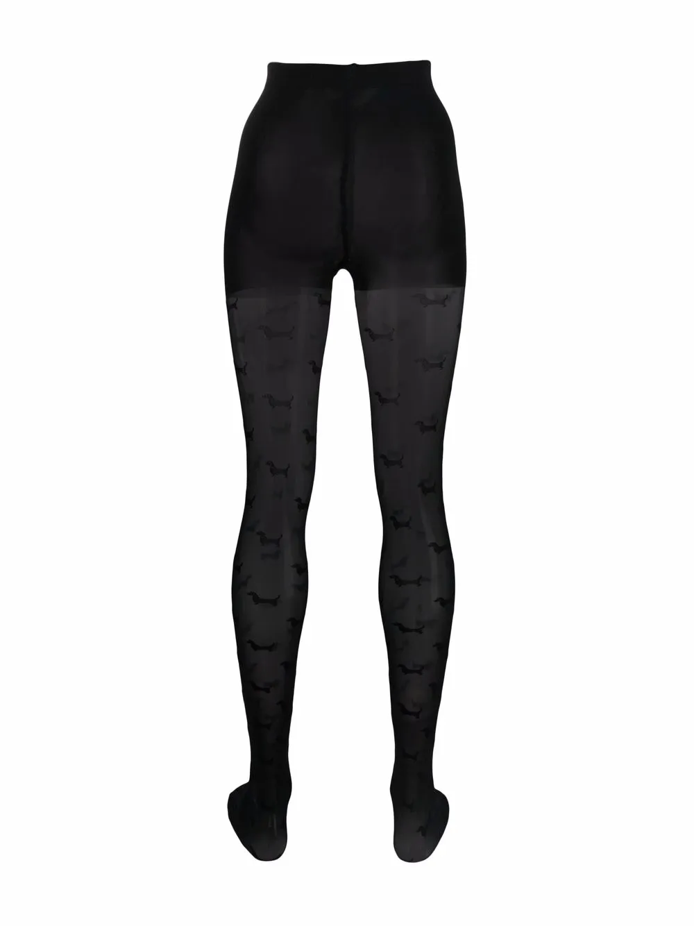 Thom Browne Hector-motif Tights In Black