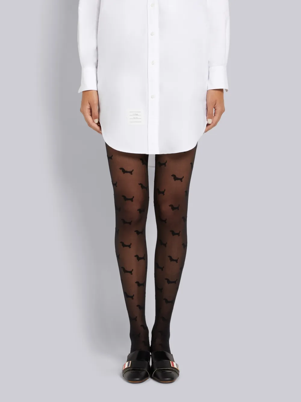 Thom Browne Hector-motif Tights In Black