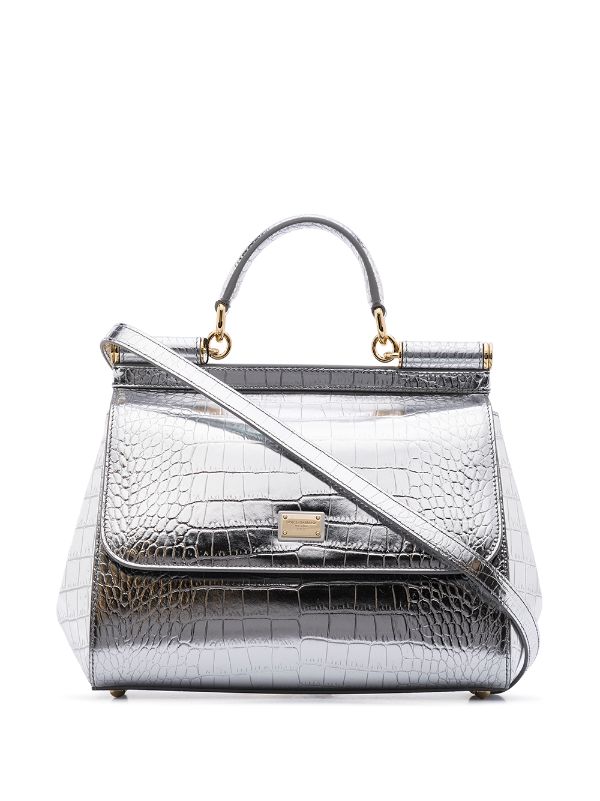 Dolce & Gabbana Sicily Bag In Crocodile in Black