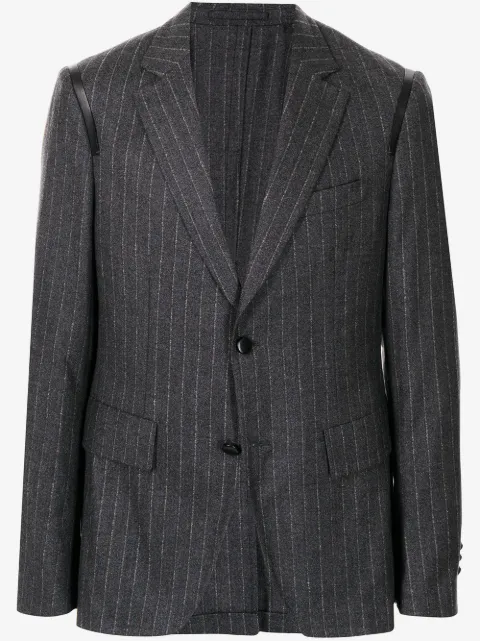 Ferragamo leather-trim suit jacket