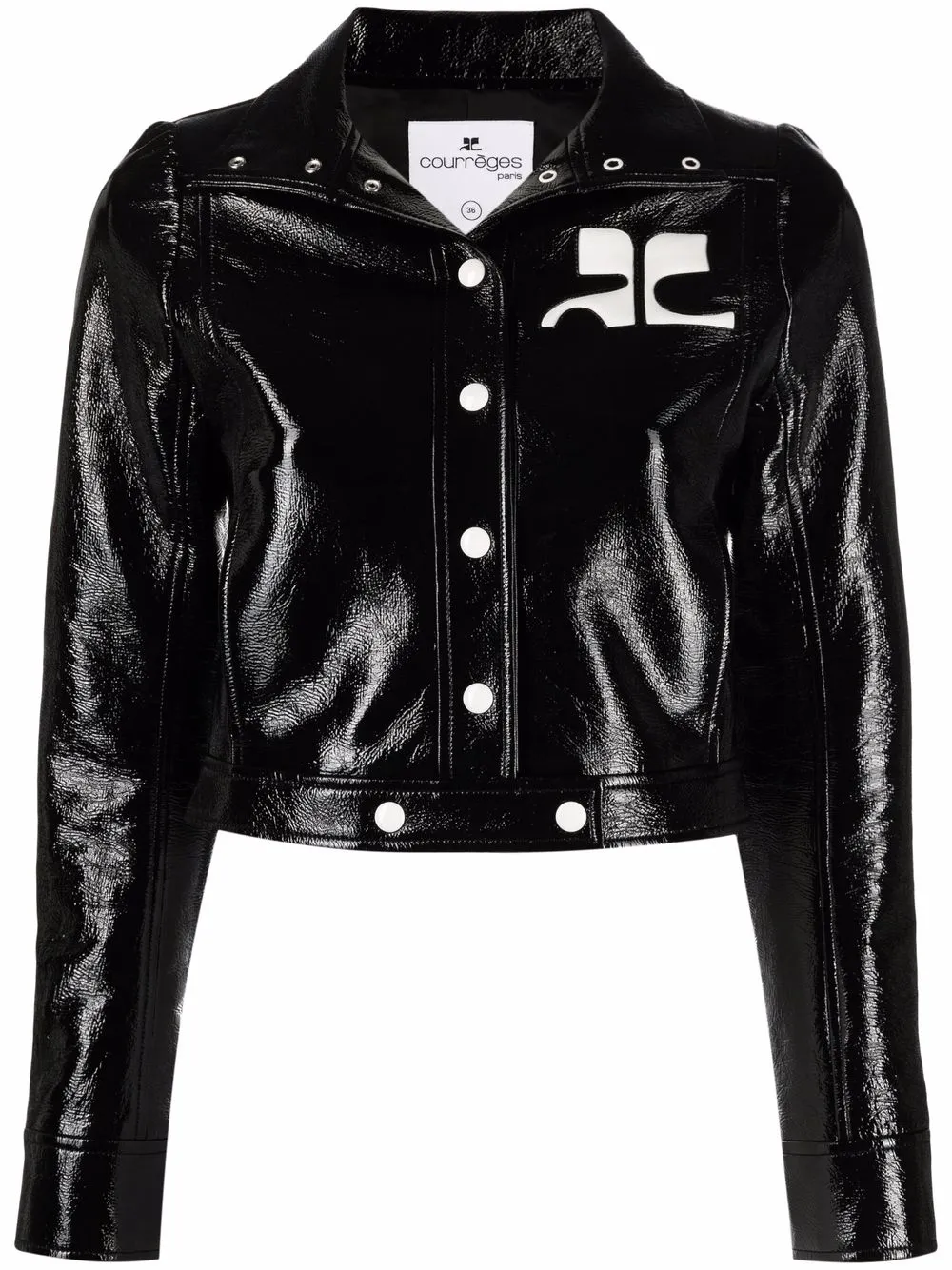 Image 1 of Courrèges cropped faux-leather jacket