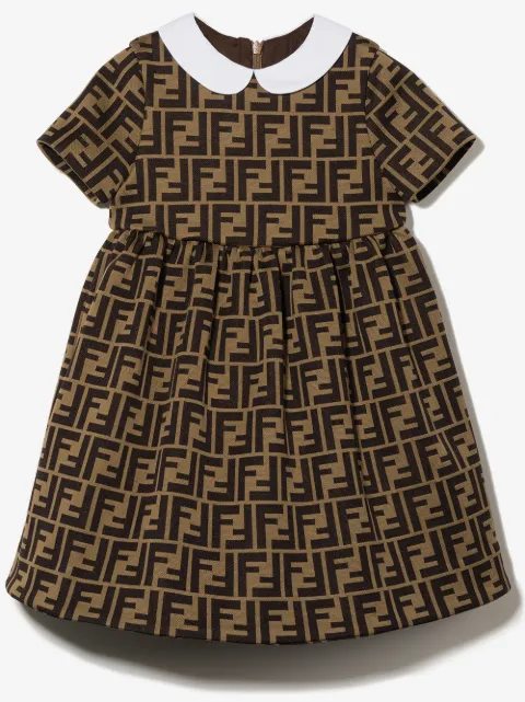 Fendi Kids Abito a maniche corte con logo FF
