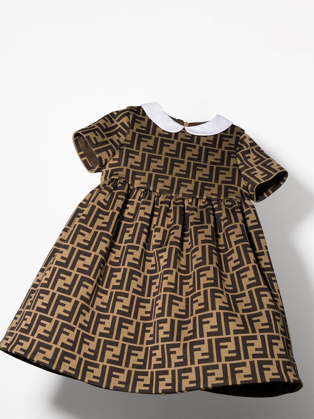 Shop Fendi Ff-logo Short-sleeve Dress In Brown