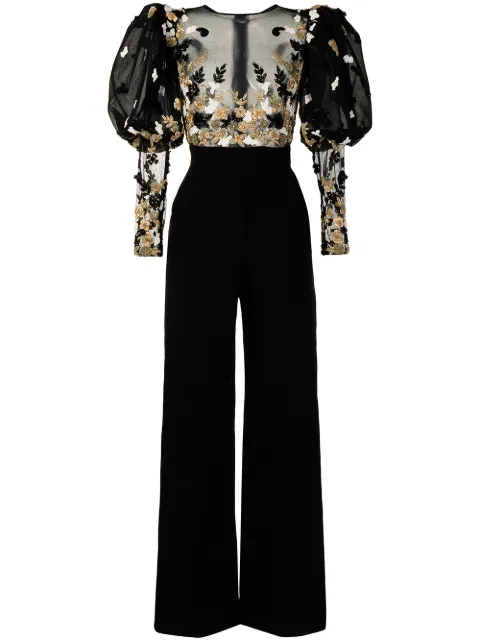 Saiid Kobeisy beaded puff-sleeve jumpsuit