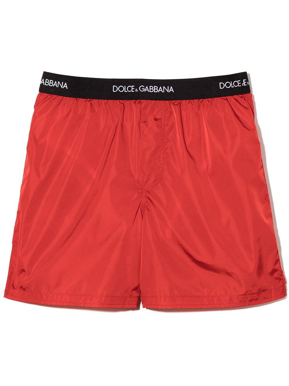 Dolce & Gabbana Kids logo-waistband swim shorts - Red