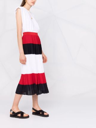 striped pleated midi skirt展示图