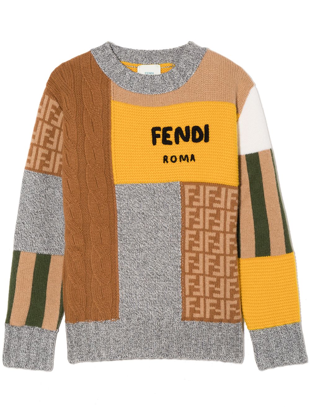 фото Fendi kids джемпер с круглым вырезом и логотипом ff