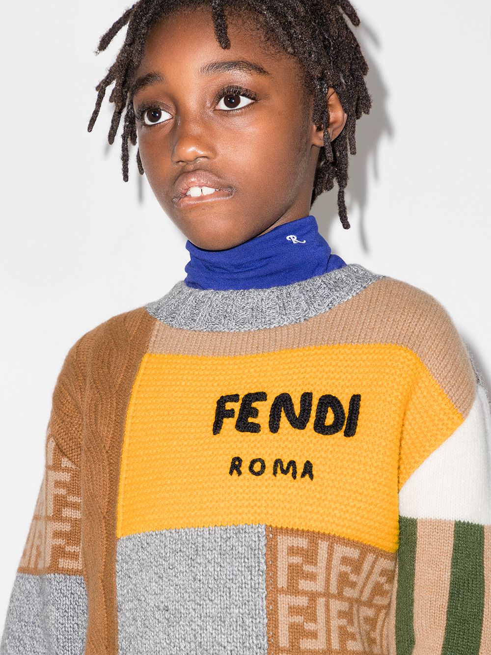 фото Fendi kids джемпер с круглым вырезом и логотипом ff