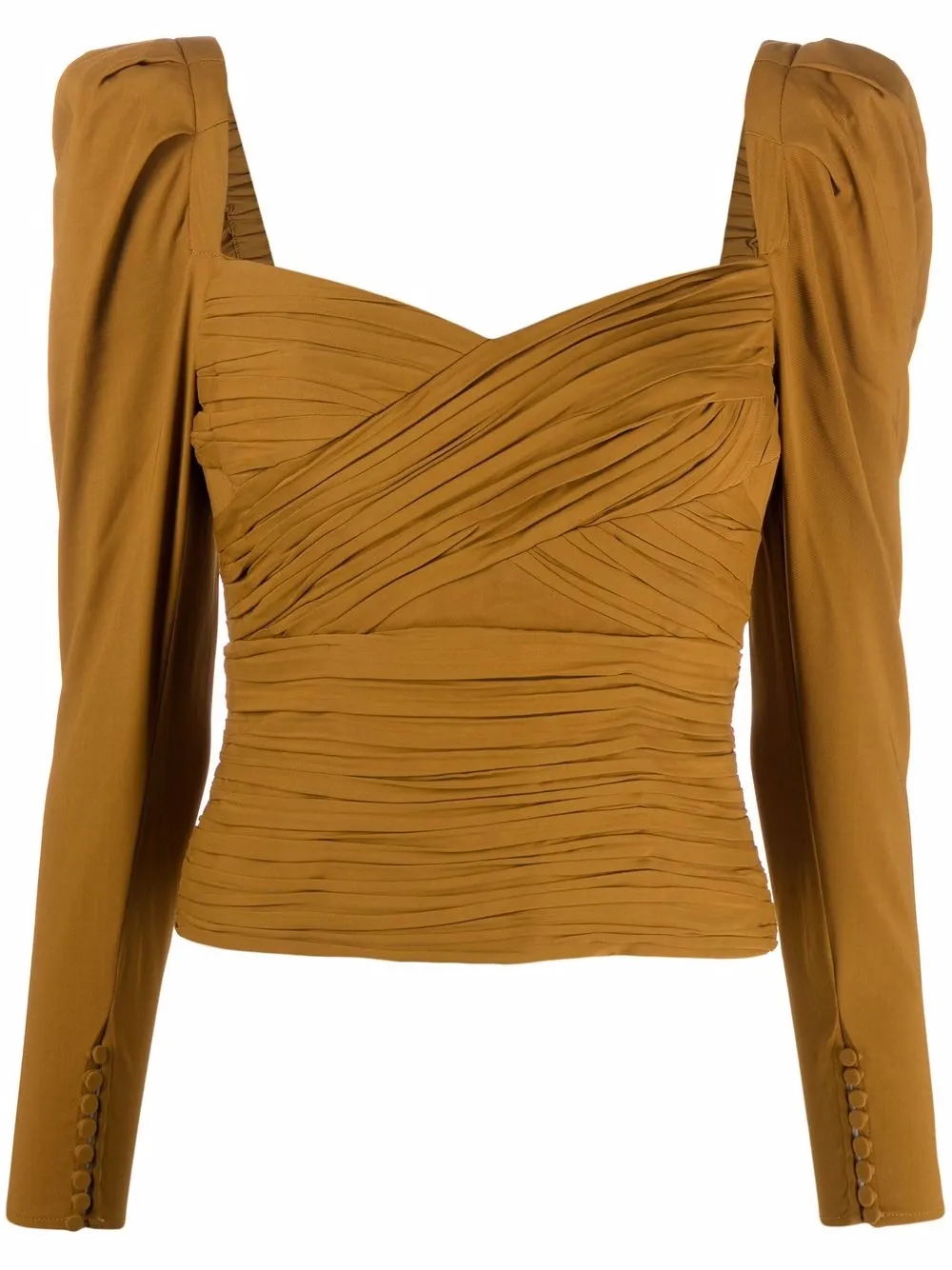 Image 1 of Self-Portrait draped sweetheart-neck blouse