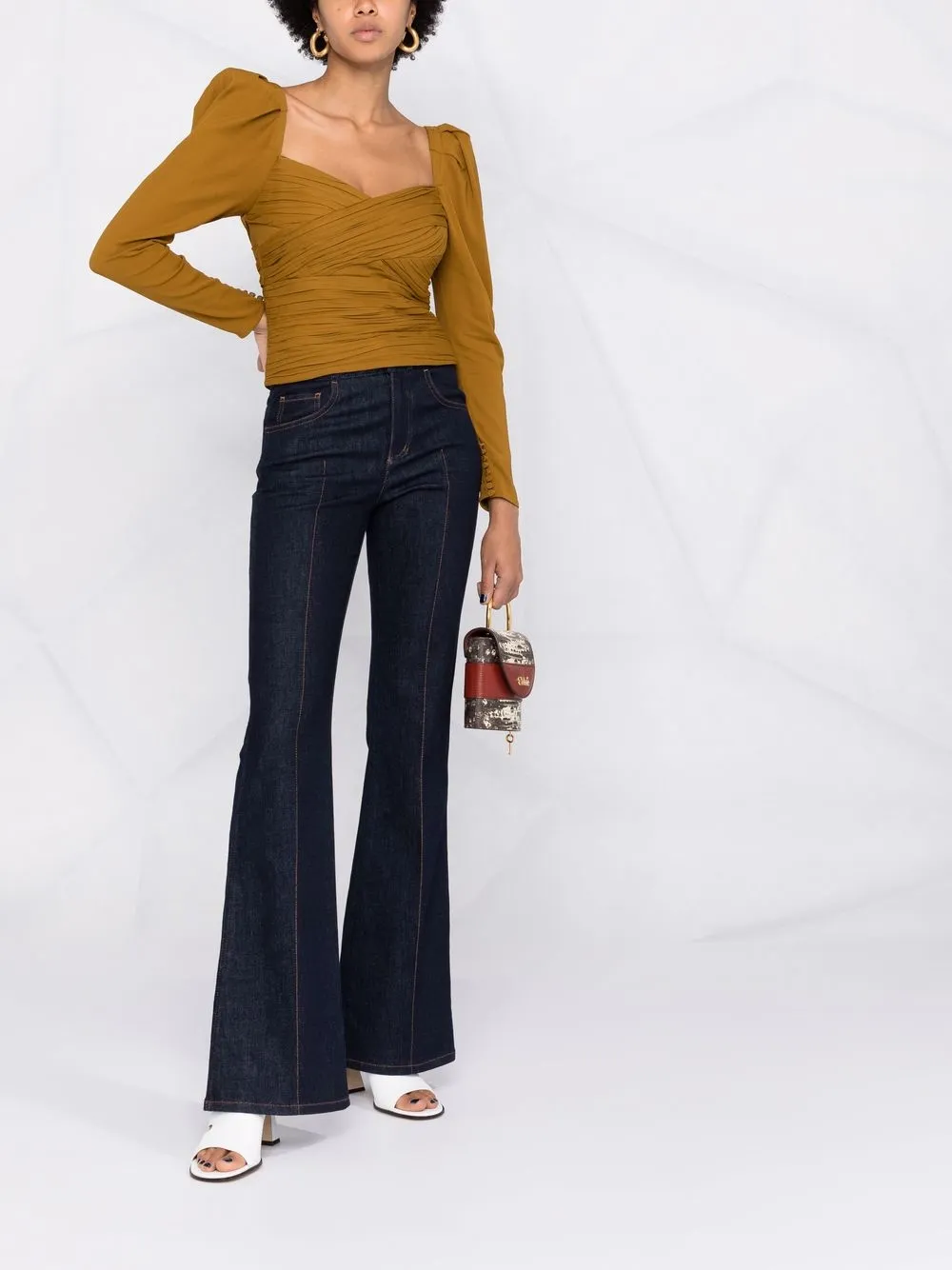 Image 2 of Self-Portrait draped sweetheart-neck blouse