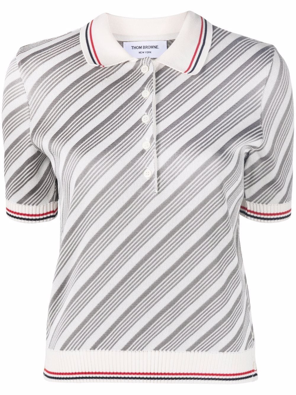 Thom Browne 4-bar Stripe Polo Shirt In Grey