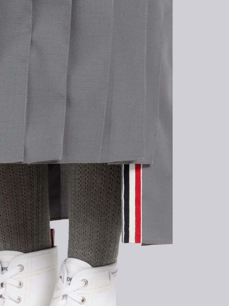 Medium Grey Ripstop School Uniform Trompe L'oeil Pleated Skirt Below
