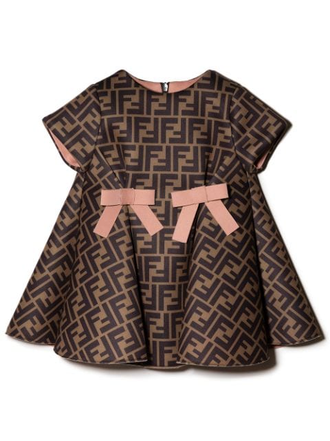 Fendi Kids FF pattern ruffle dress