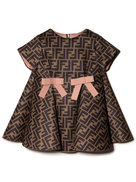 Fendi Kids vestido con volantes y motivo FF