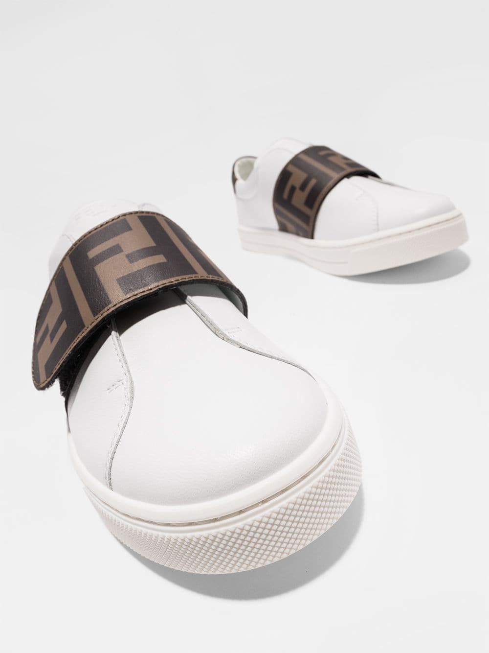 Shop Fendi Logo-print Slip-on Leather Sneakers In White