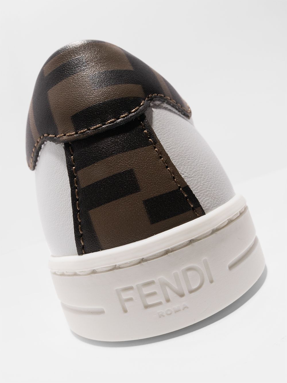 Shop Fendi Logo-print Slip-on Leather Sneakers In White