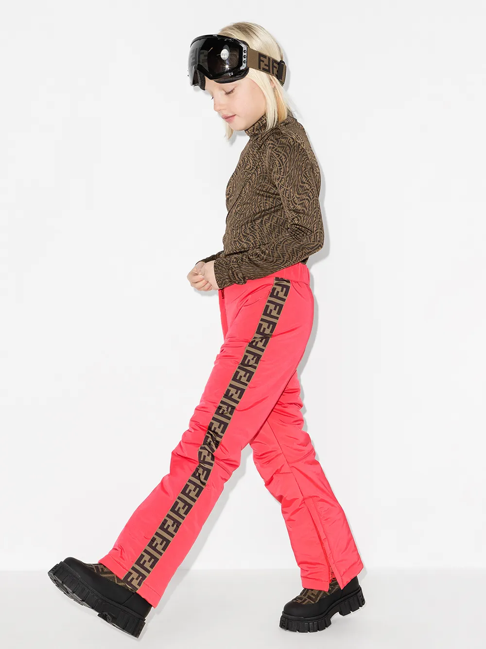 фото Fendi kids брюки прямого кроя с логотипом ff