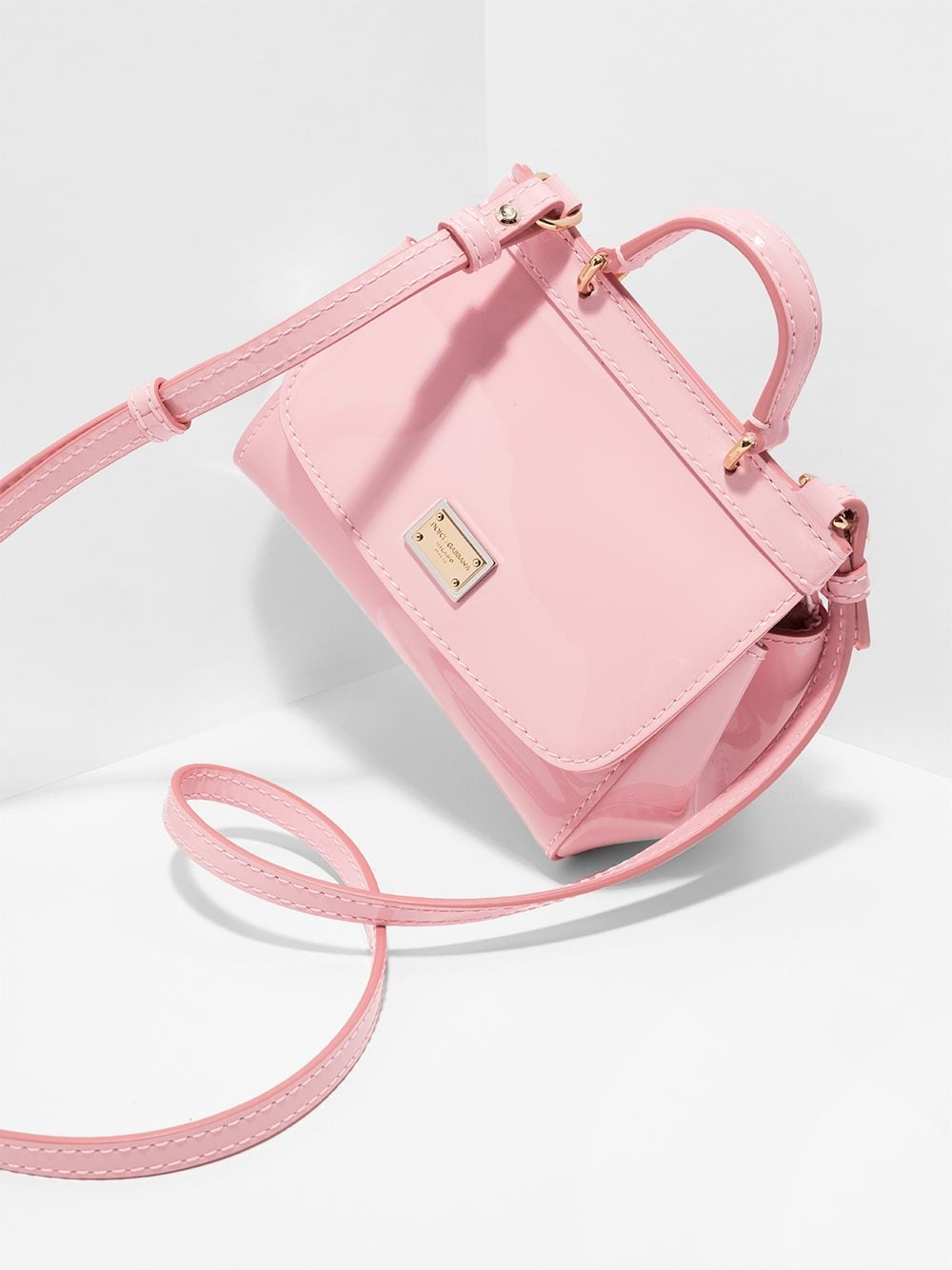 Shop Dolce & Gabbana Mini Sicily Patent Leather Top-handle Bag In Rosa