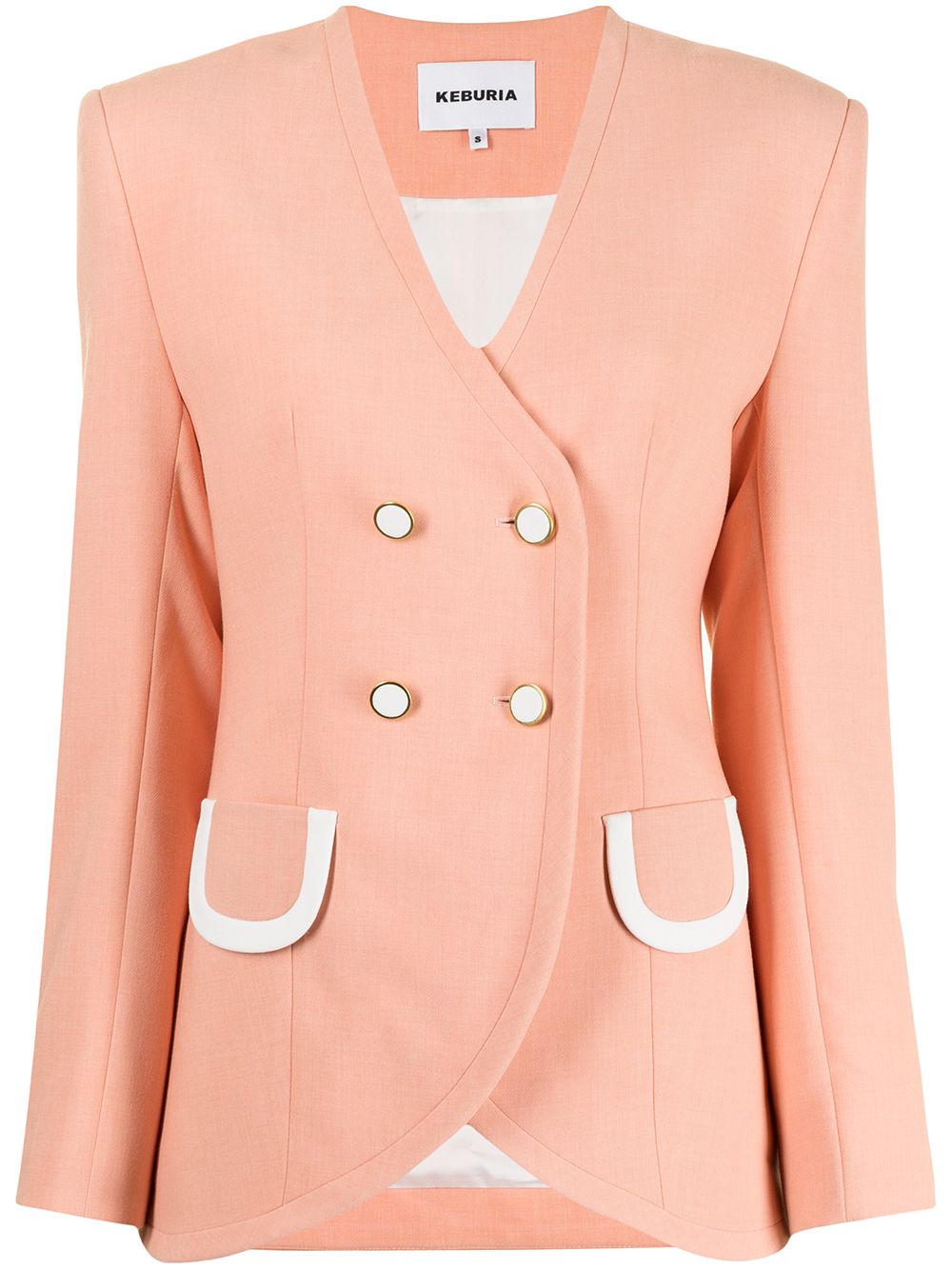 George Keburia Double-breasted Collarless Blazer In Rosa