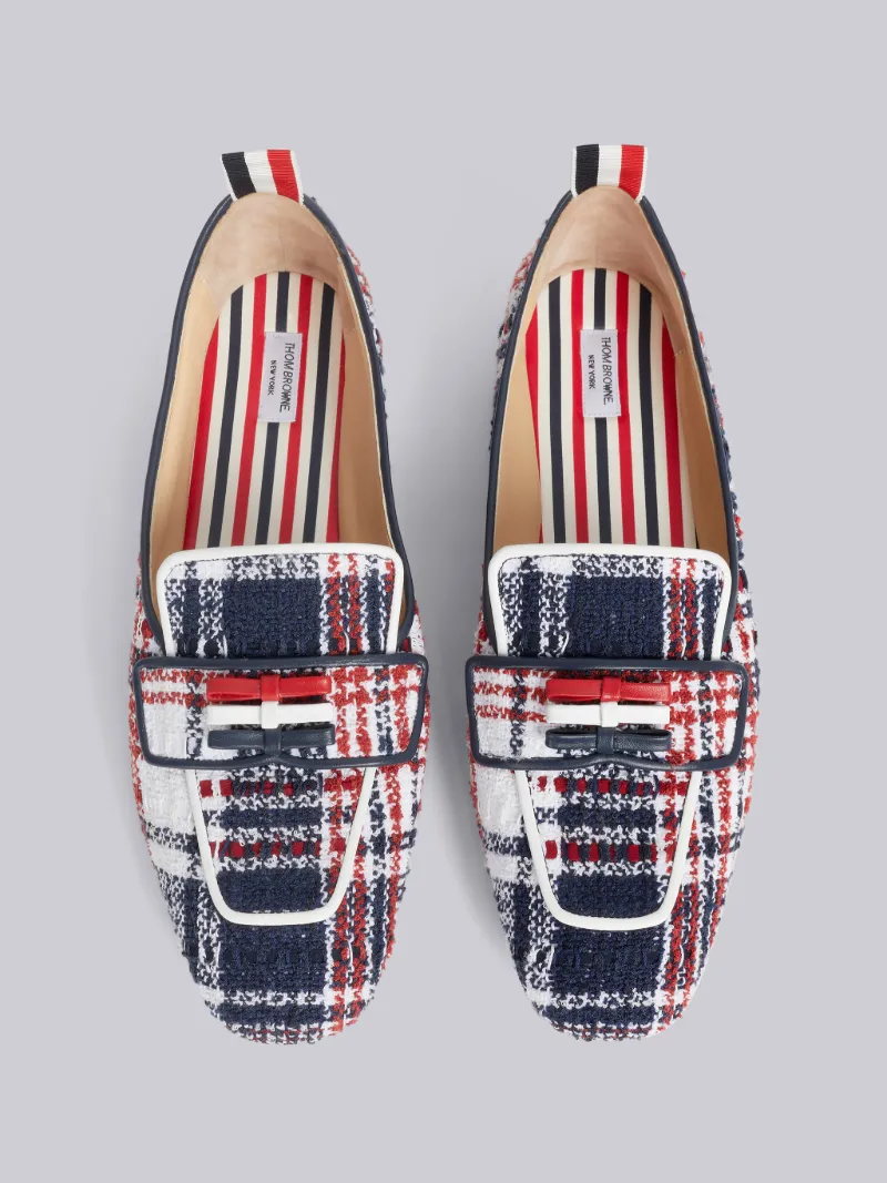 Multicolor Hairline Madras Ribbon Tweed Flexible Leather Sole 3Bow