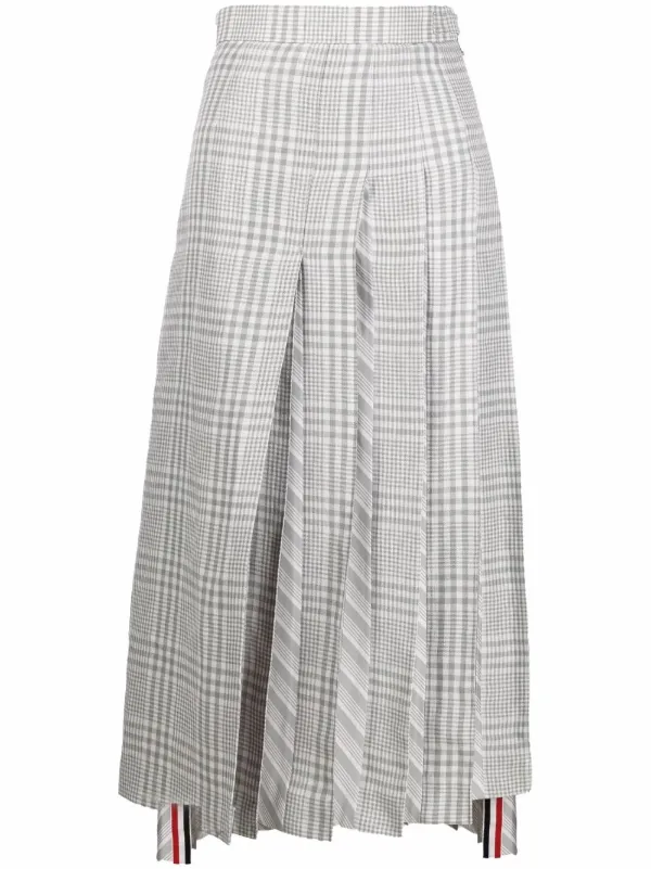 Thom Browne dropped-hem Check Pleated 