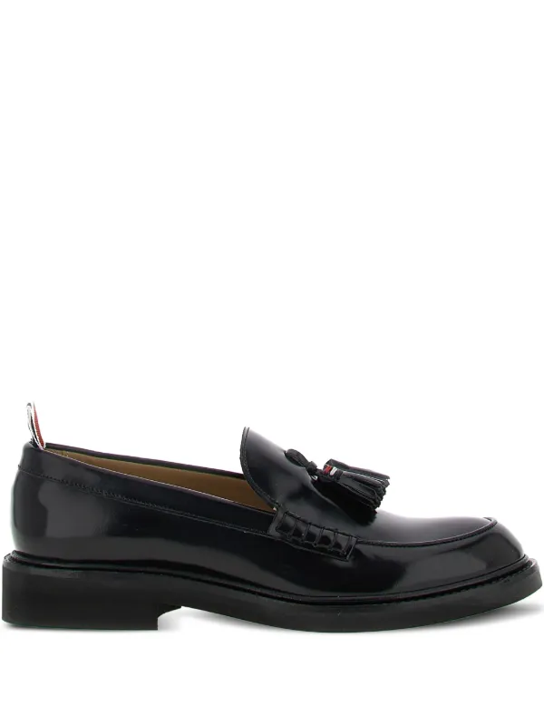 Thom Browne Polished Calf Tassel Loafers in Black