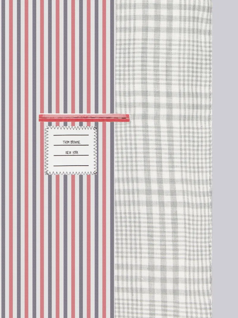 Medium Grey Gingham Crispy Linen Elongated Classic Jacket Thom Browne