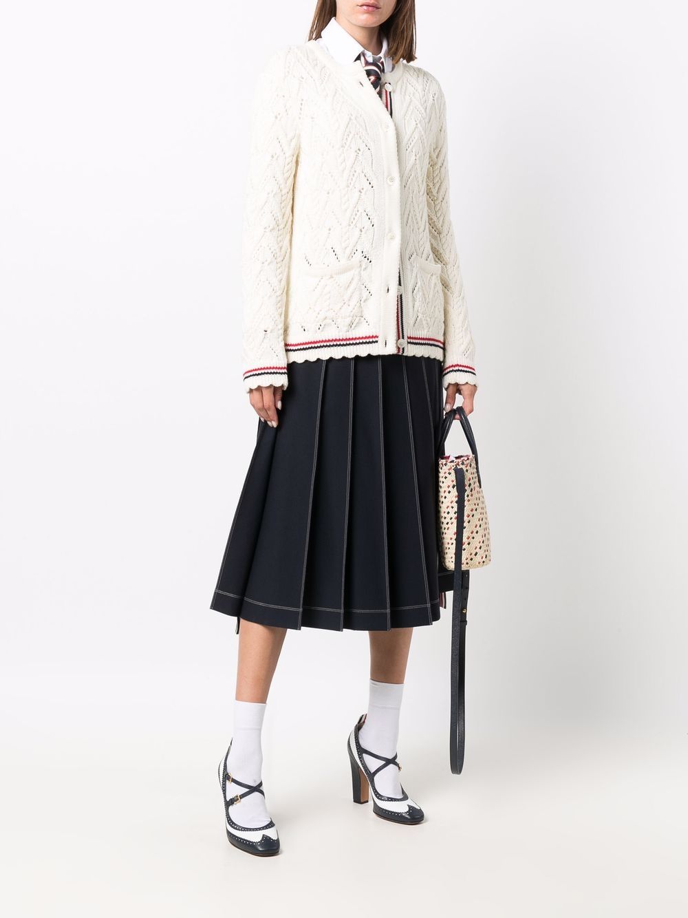 Thom Browne contrast-stitching Pleated Skirt - Farfetch