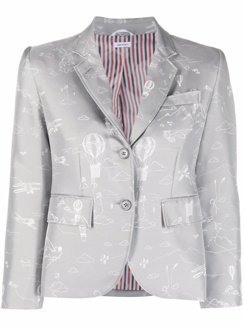 

Thom Browne blazer de seda con estampado de ilustración - Gris