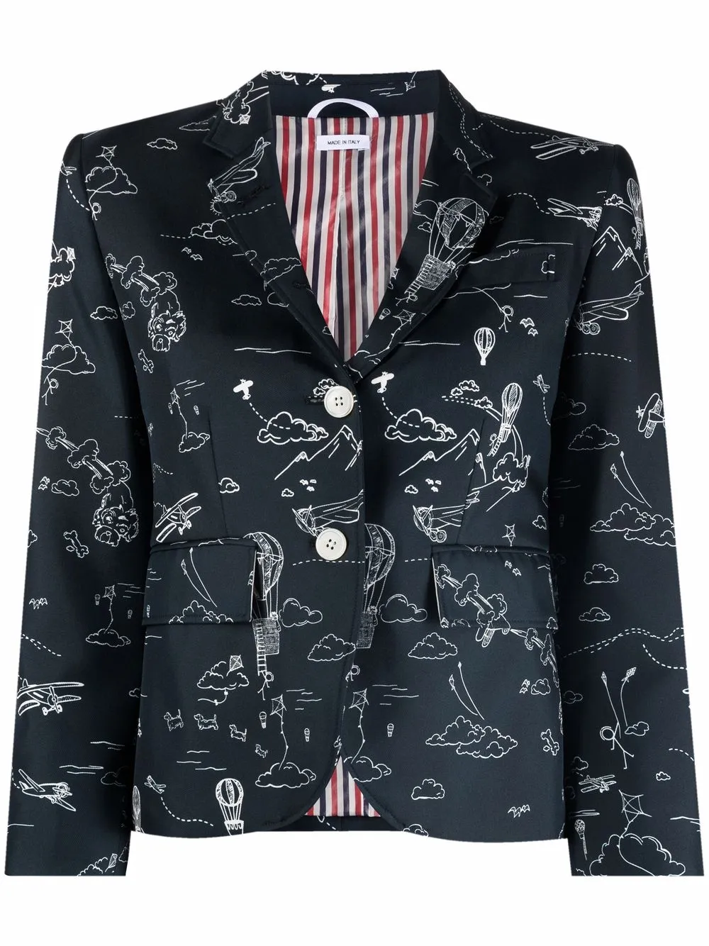 

Thom Browne illustration-print silk blazer - Blue