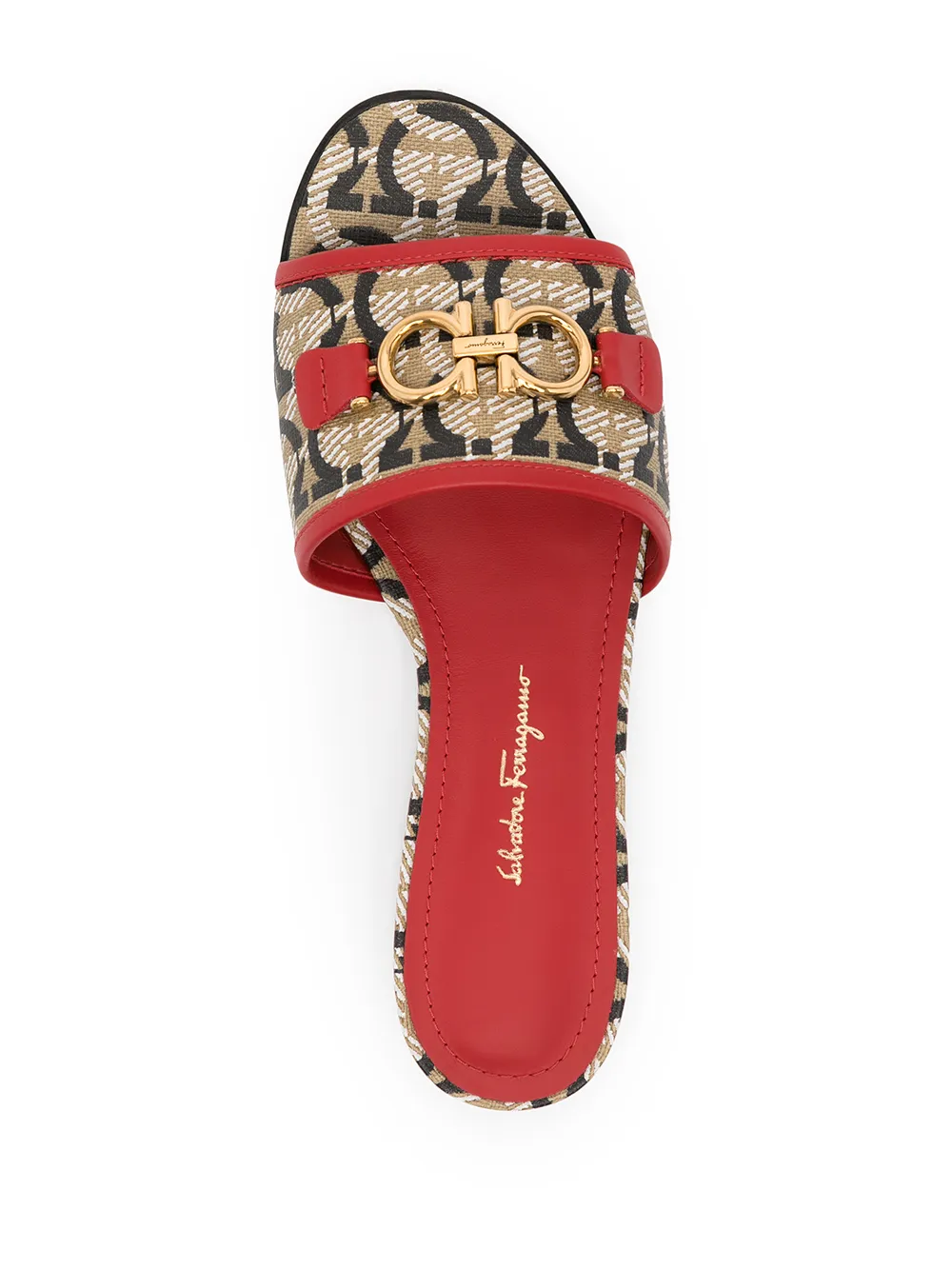 Ferragamo Rhodes Ganpu Leather Slides In Mehrfarbig