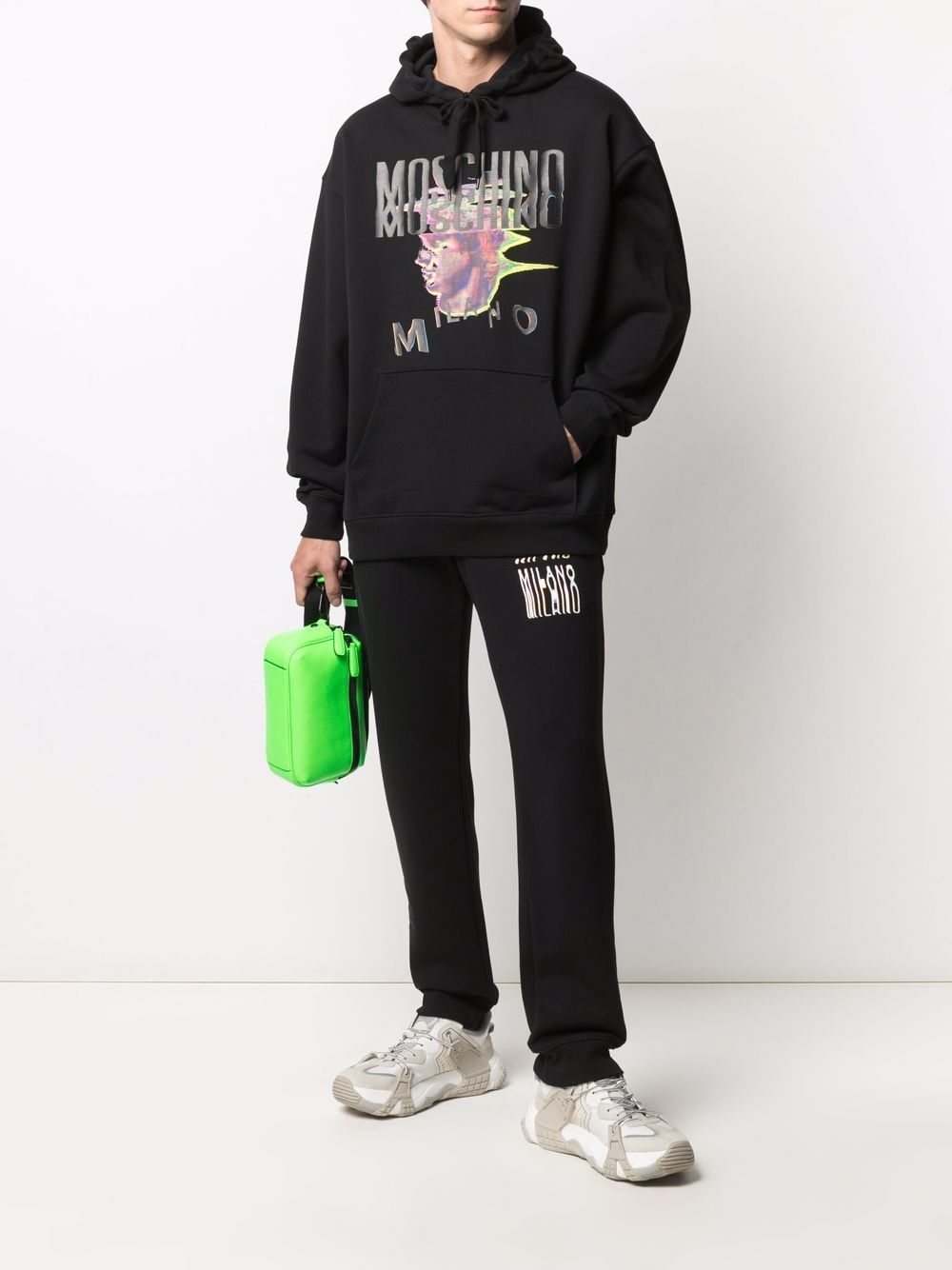 Moschino Warped Glitch Logo Hoodie - Farfetch