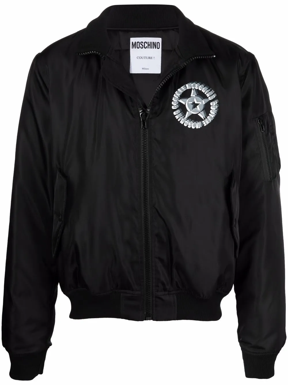 

Moschino chamarra bomber con logo estampado - Negro