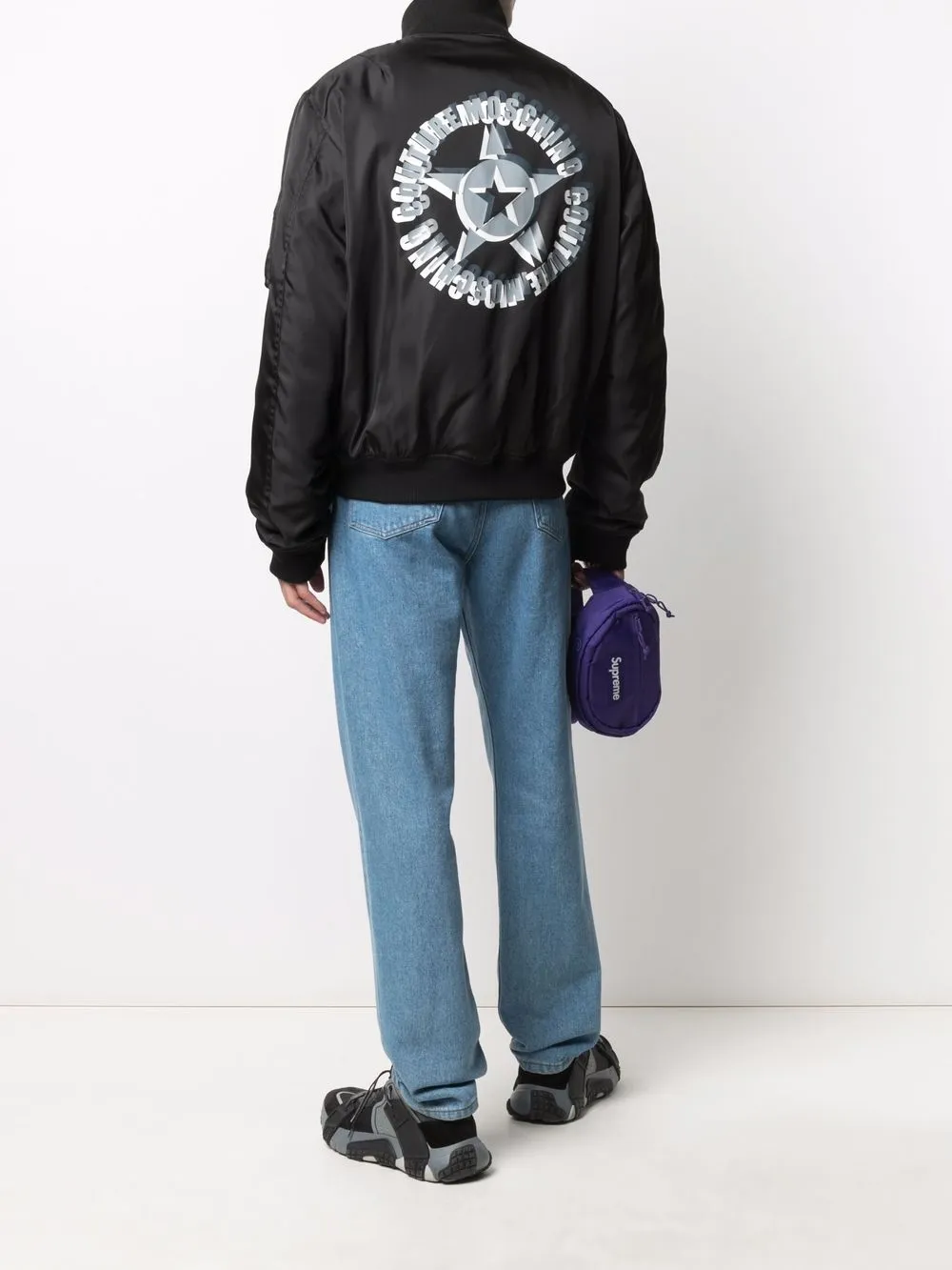 Moschino Bomberjack met logo - Zwart