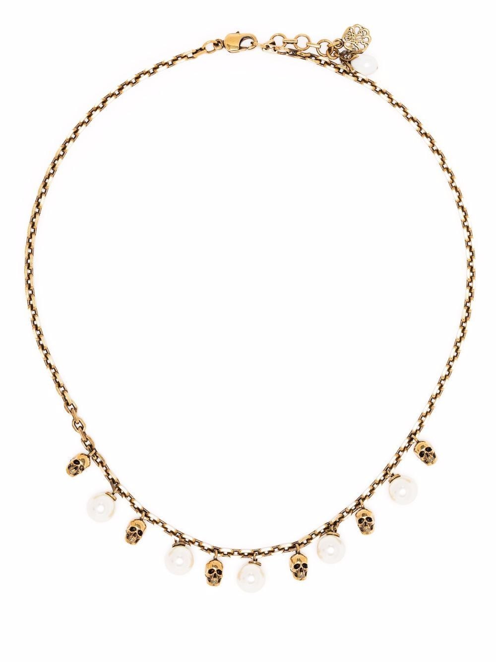 skull-detail pearl-embellished necklace