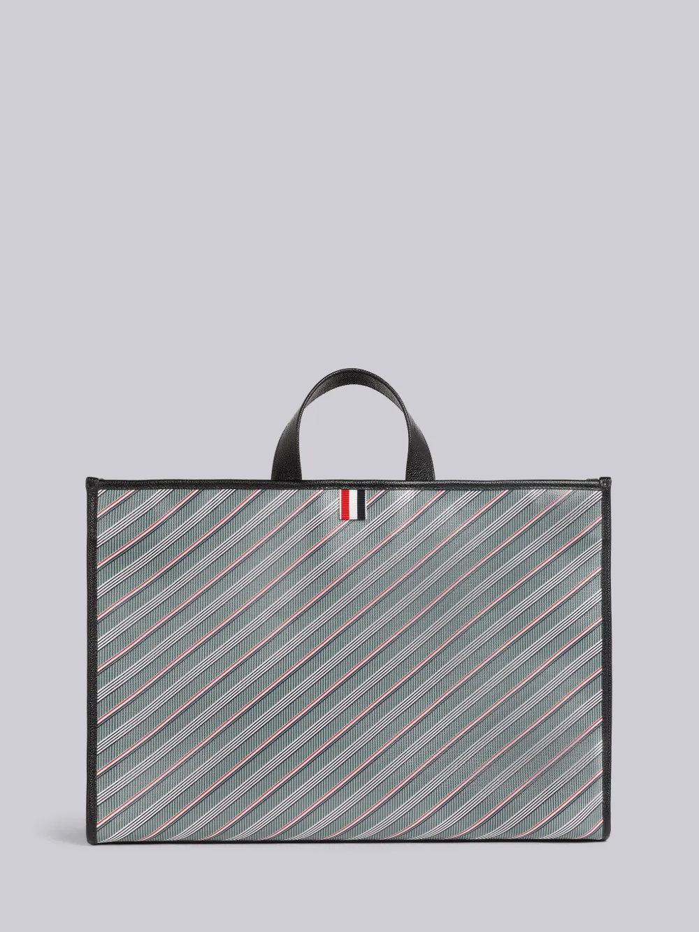 Thom Browne Monogram Coated Tote Bag In Grey