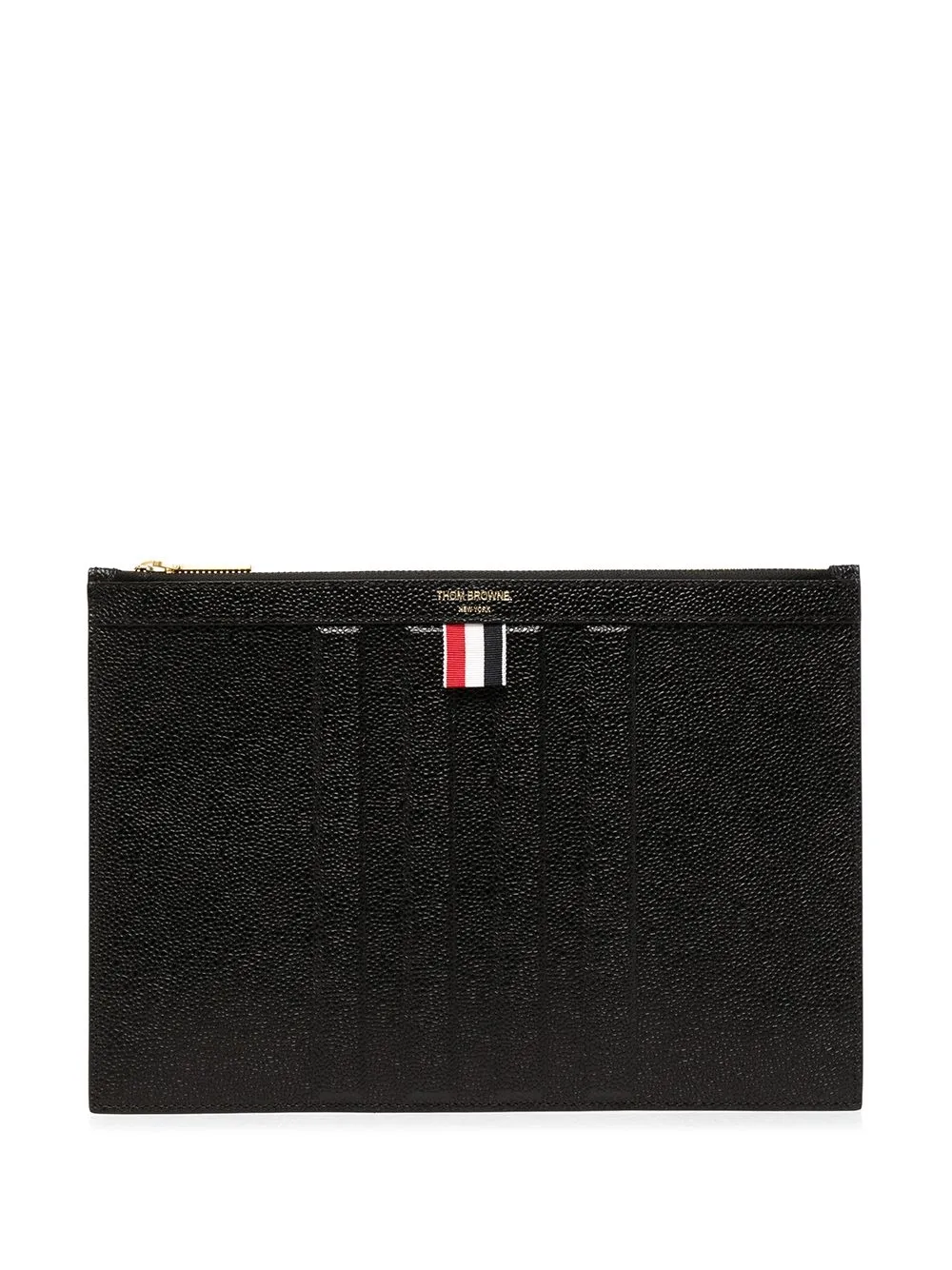 

Thom Browne pebbled rectangular clutch bag - Black