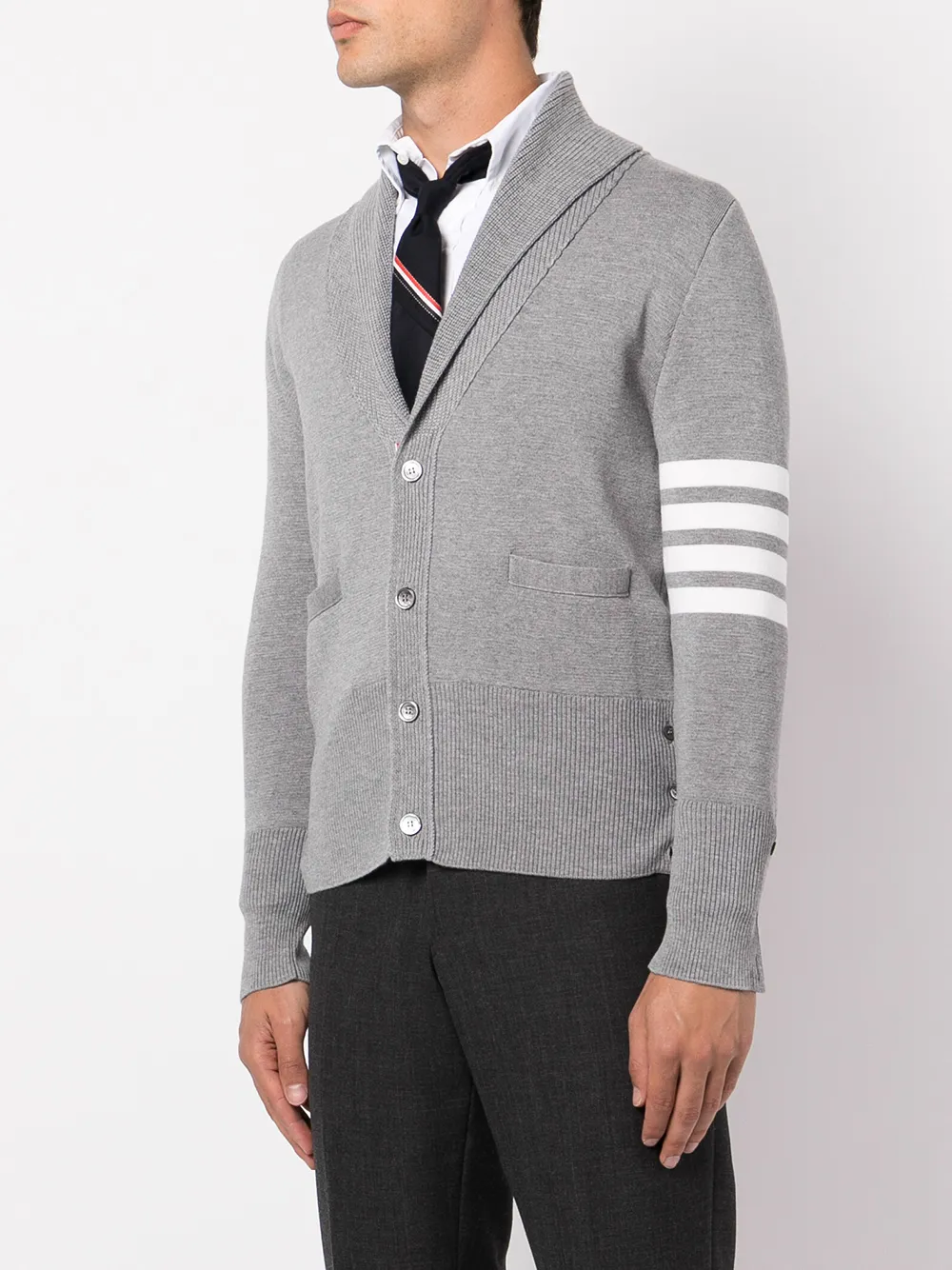 4-bar stripe wool cardigan