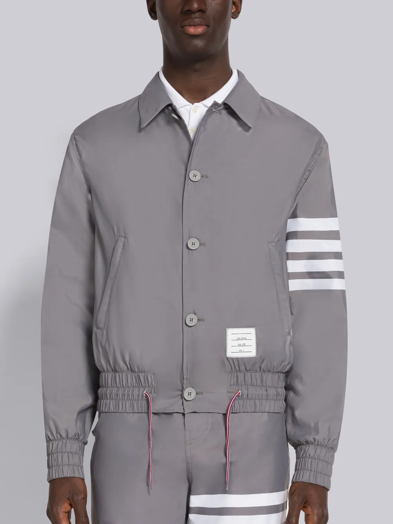 Medium Grey Solid Swim Tech 4Bar Blouson Jacket Thom Browne Official