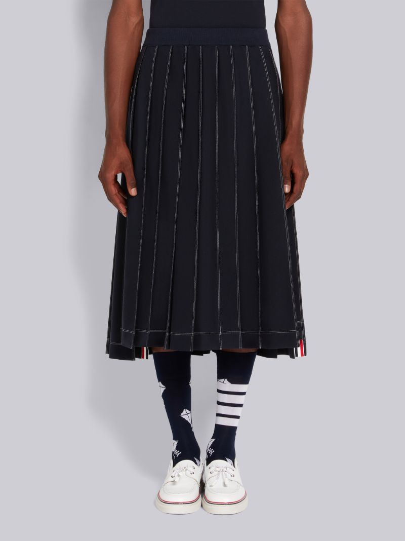 THOM BROWNE ネイビーウールスカート | labiela.com