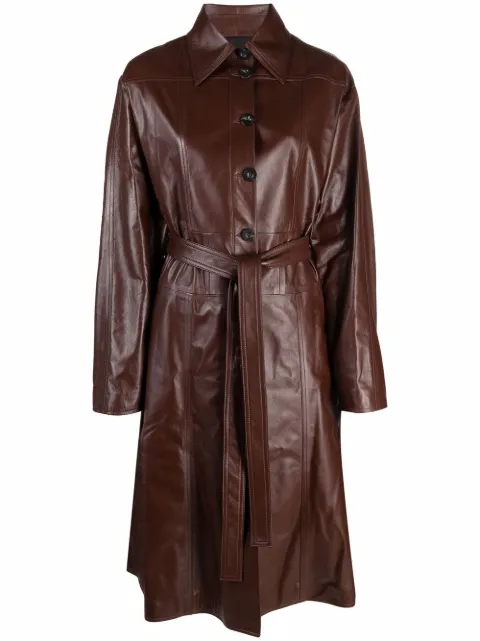 AMBUSH trench en cuir à taille ceinturée