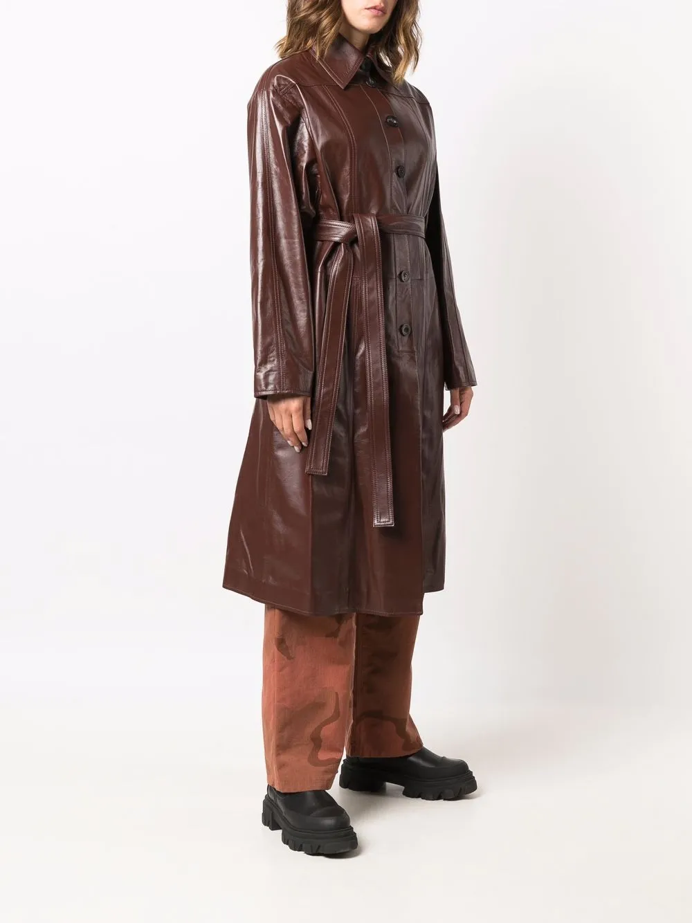 AMBUSH Leren trenchcoat Bruin