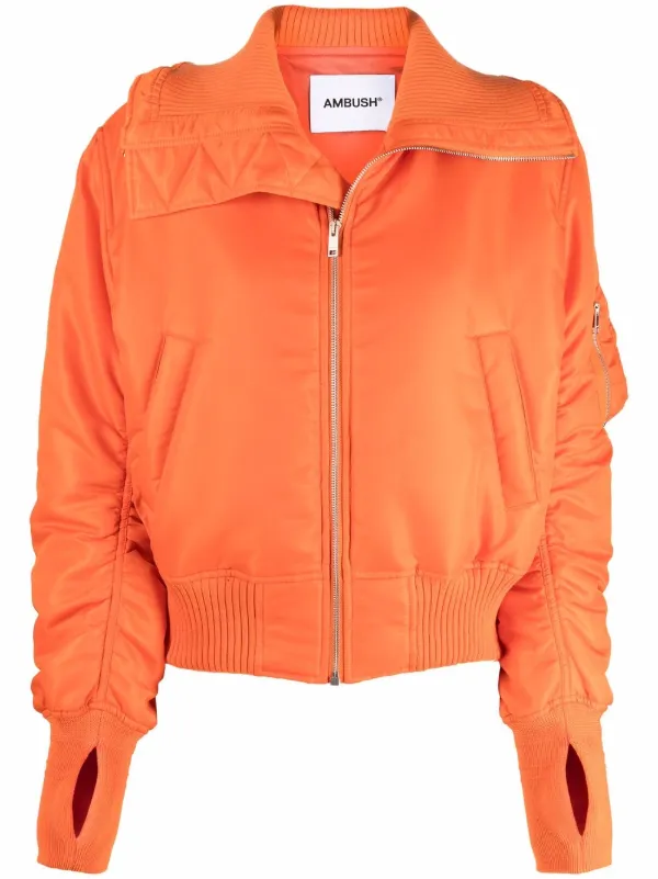 bright orange bomber jacket