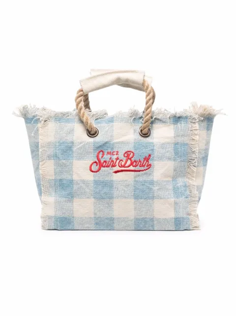 Mc2 Saint Barth Kids check-print embroidered-logo tote