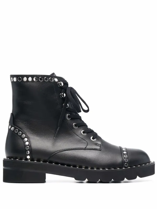 black flat boots with studs