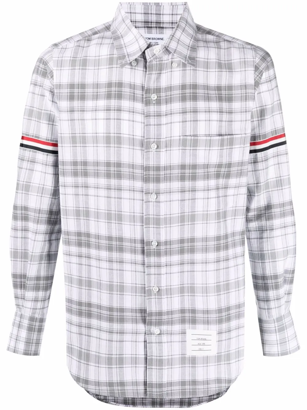 

Thom Browne RWB-stripe check-pattern cotton shirt - Grey