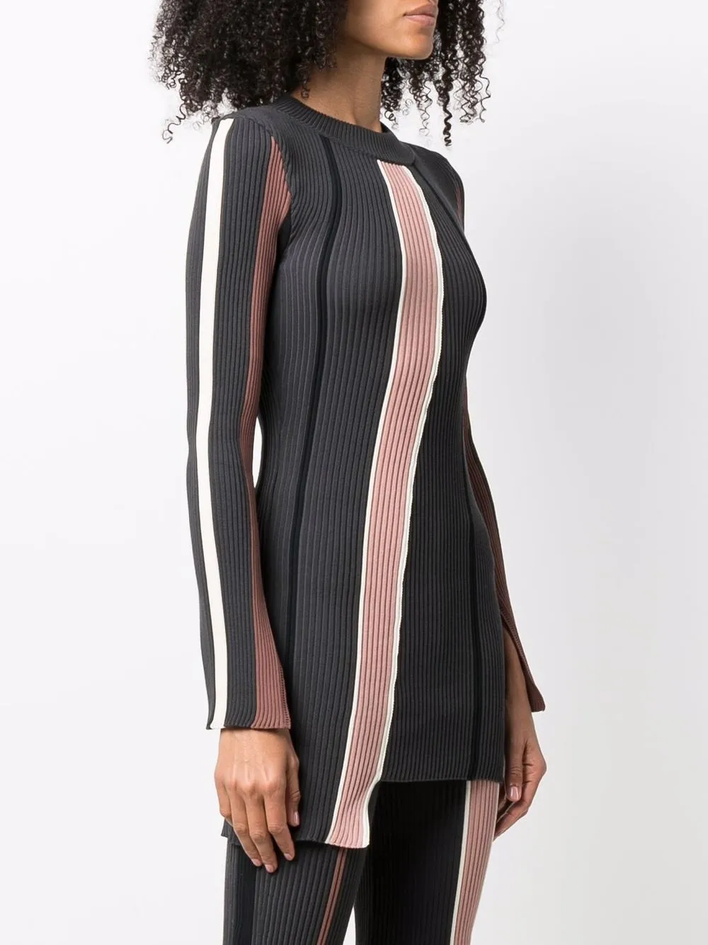 Ambush Vertical-stripe Knitted Top In Grau