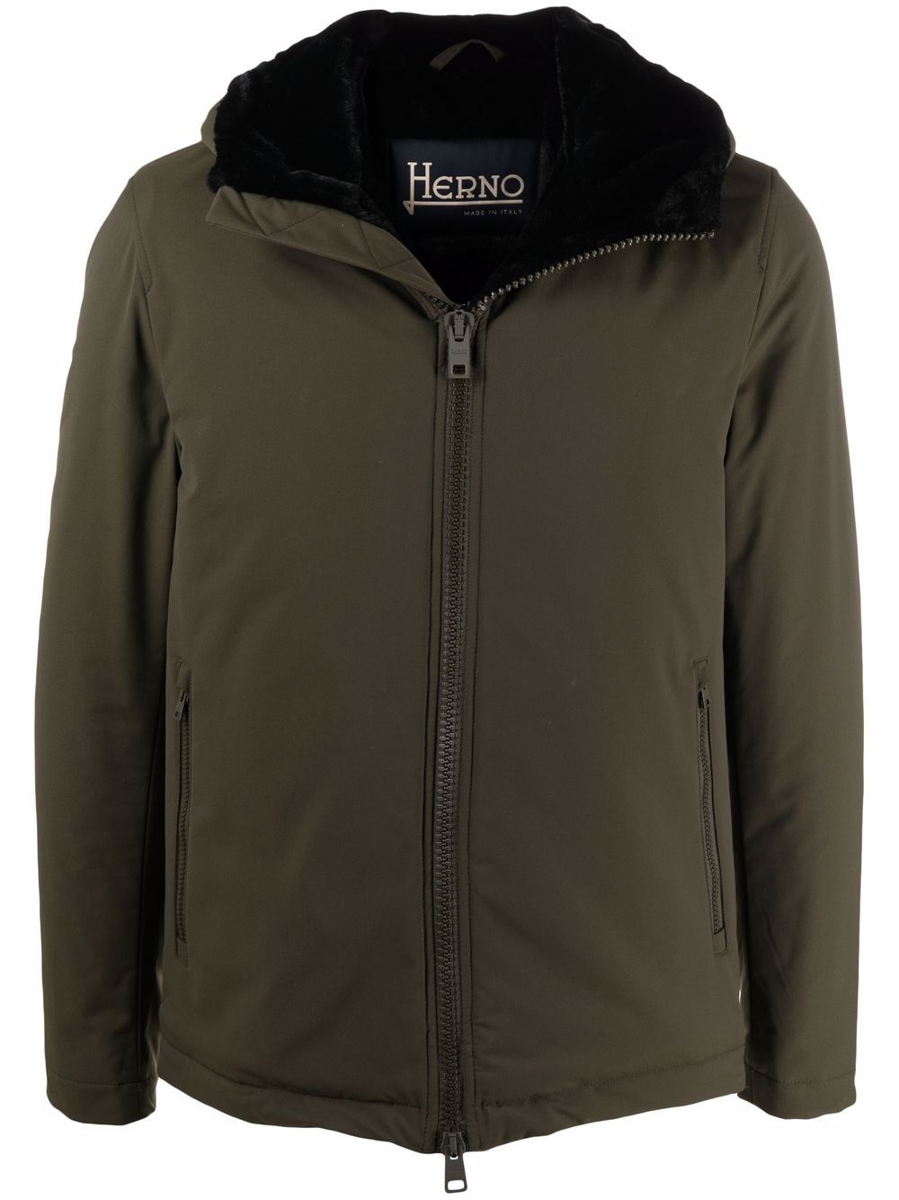 фото Herno куртка с капюшоном и искусственным мехом